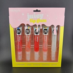 Nicka K New York Juicy Lip Glam Lip Shimmer Set 5 Flavors Makeup Gloss